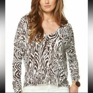Lily Pulitzer neck cotton Zebra Print lightweight sweater size small